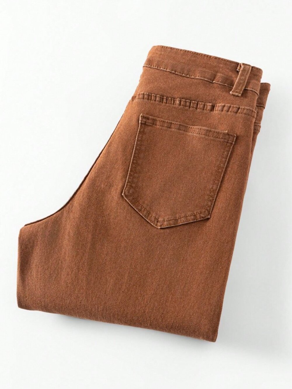 Coffee Brown Casual Women's Wide Leg Pants with Pockets, Zipper Detail - Picture 7 of 7